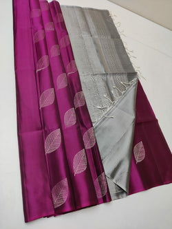 Traditional Magenta Soft Silk Saree With Excellent Blouse Piece
