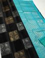 Snappy Black Soft Silk Saree With Fantabulous Blouse Piece