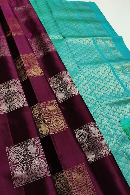 Load image into Gallery viewer, Capricious Wine Soft Silk Saree With Attractive Blouse Piece
