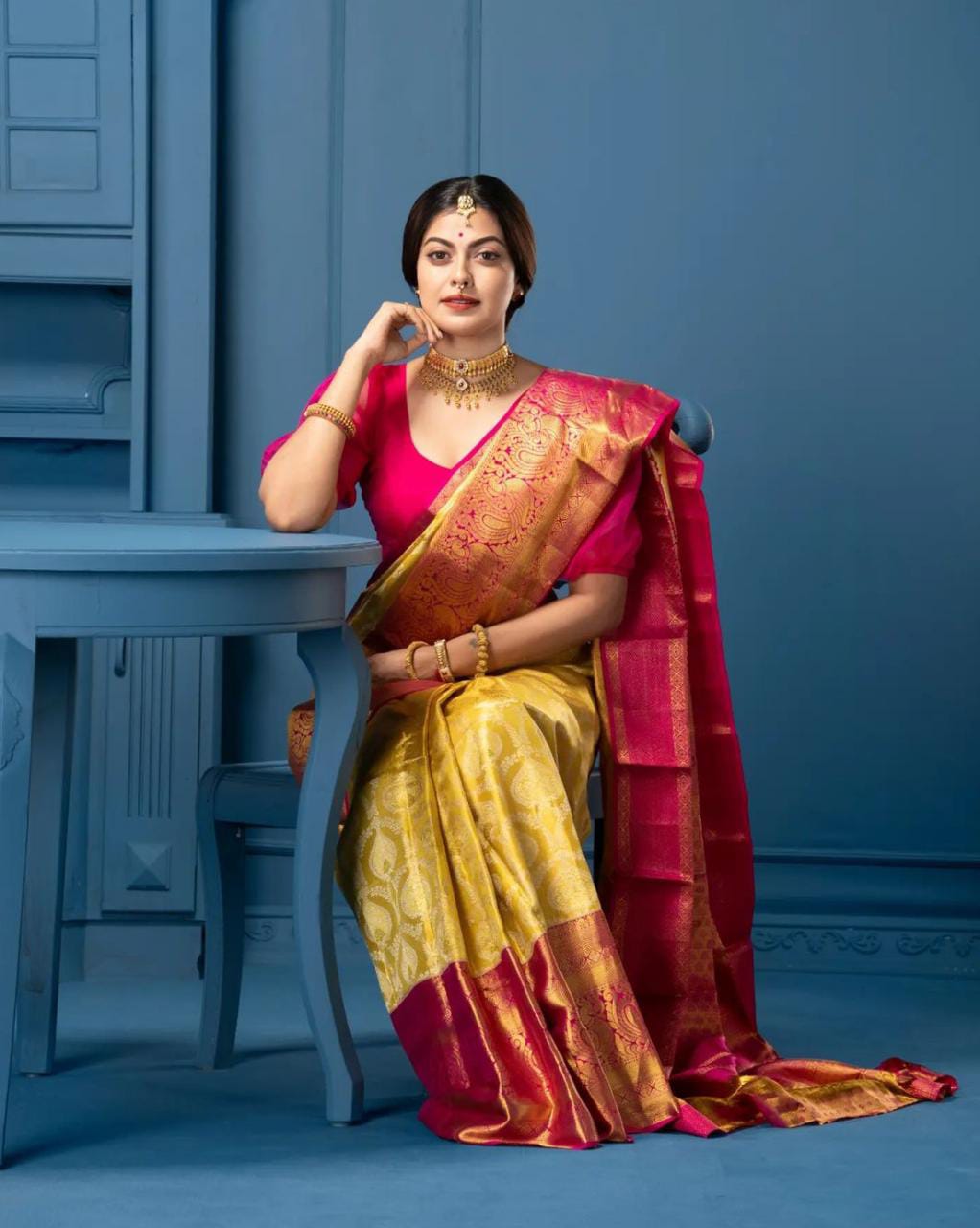 Lissome Yellow Soft Silk Saree With Glittering Blouse Piece