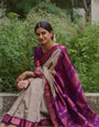 Admirable Beige Soft Silk Saree With Whimsical Blouse Piece