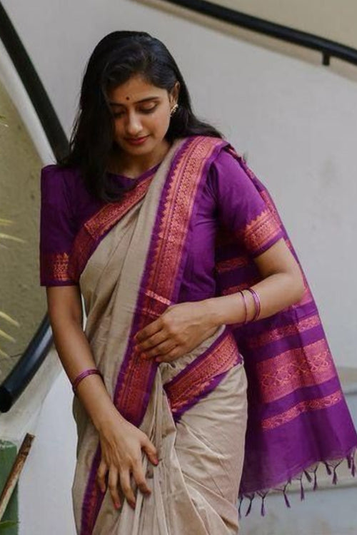 Load image into Gallery viewer, Admirable Beige Soft Silk Saree With Whimsical Blouse Piece
