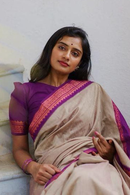 Load image into Gallery viewer, Admirable Beige Soft Silk Saree With Whimsical Blouse Piece
