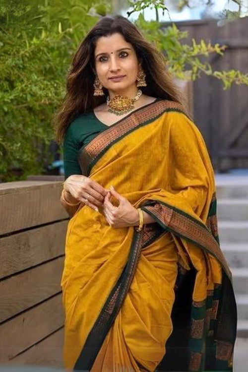 Load image into Gallery viewer, Traditional Mustard Soft Silk Saree With Embellished Blouse Piece
