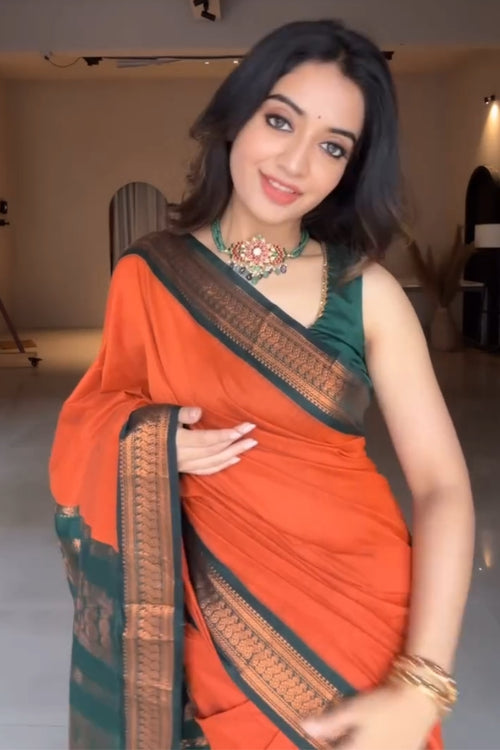 Load image into Gallery viewer, Marvellous Orange Soft Silk Saree With Unique Blouse Piece
