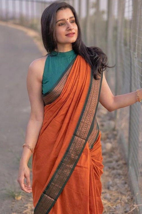 Load image into Gallery viewer, Dalliance Orange Soft Silk Saree With Nectarous Blouse Piece
