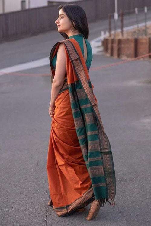 Load image into Gallery viewer, Dalliance Orange Soft Silk Saree With Nectarous Blouse Piece
