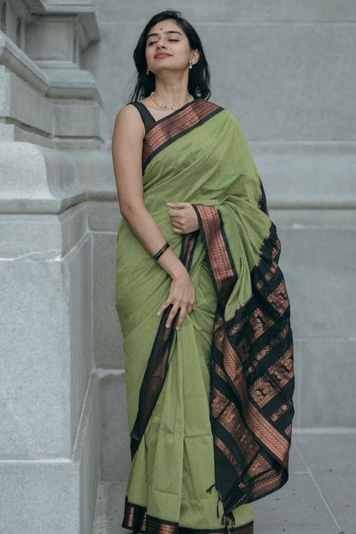 Load image into Gallery viewer, Imbrication Pista Soft Silk Saree With Ravishing Blouse Piece
