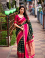 Whimsical Dark Green Soft Silk Saree With Beguiling Blouse Piece