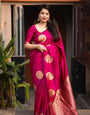 Impressive Dark Pink Soft Silk Saree With Staring Blouse Piece