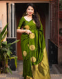 Gorgeous Green Soft Silk Saree With Sophisticated Blouse Piece