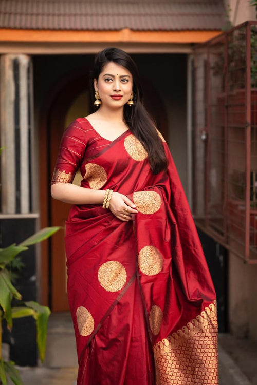 Load image into Gallery viewer, Charming Maroon Soft Silk Saree With Radiant Blouse Piece
