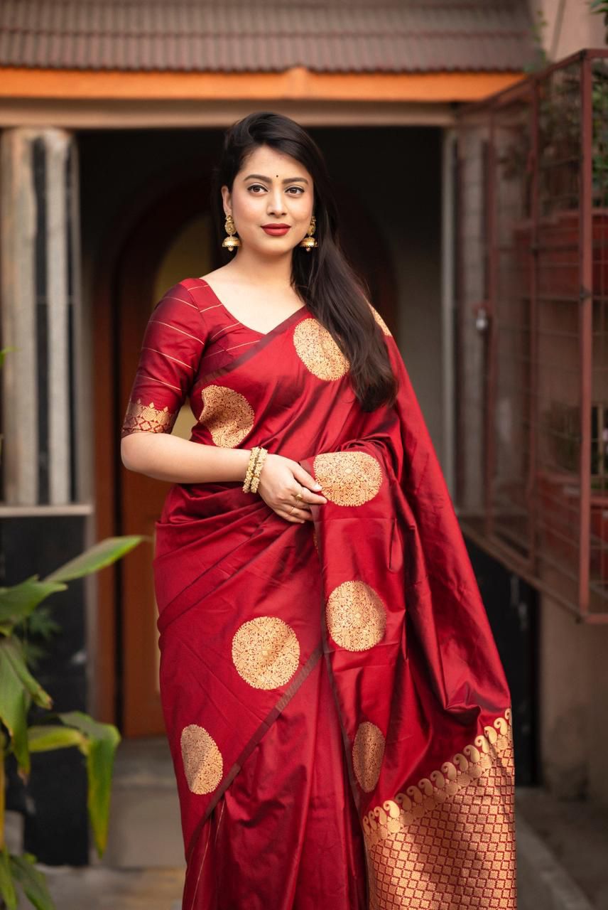 Charming Maroon Soft Silk Saree With Radiant Blouse Piece