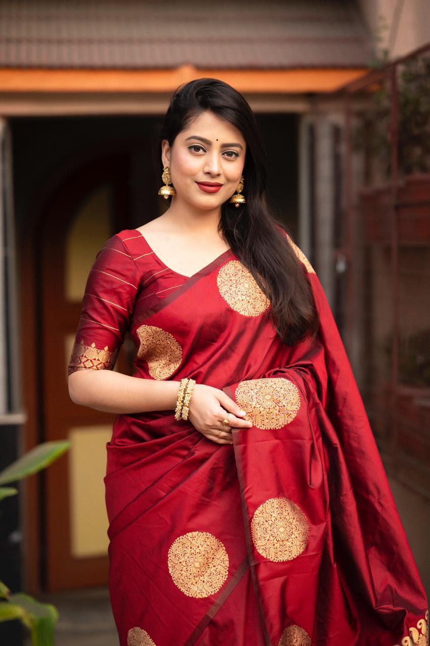 Charming Maroon Soft Silk Saree With Radiant Blouse Piece