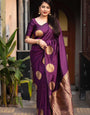 Fairytale Purple Soft Silk Saree With Comely Blouse Piece