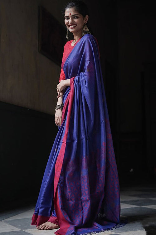 Load image into Gallery viewer, Devastating Blue Cotton Silk Saree With Felicitous Blouse Piece
