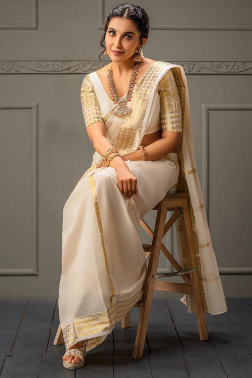 Load image into Gallery viewer, Petrichor Off White Soft Silk Saree With Scrumptious Blouse Piece
