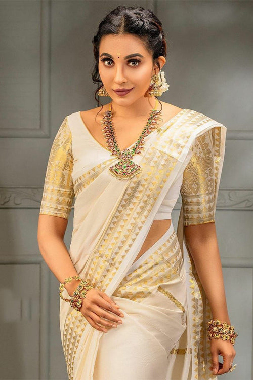 Load image into Gallery viewer, Petrichor Off White Soft Silk Saree With Scrumptious Blouse Piece
