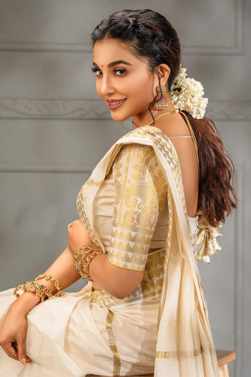 Load image into Gallery viewer, Petrichor Off White Soft Silk Saree With Scrumptious Blouse Piece
