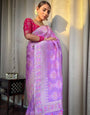 Dazzling Lavender Soft Silk Saree With Beautiful Blouse Piece