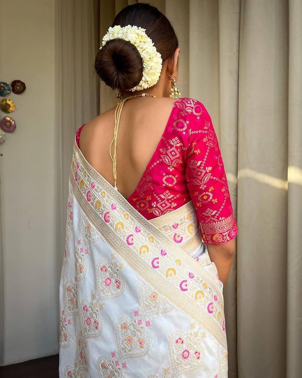 Desiring Off White Soft Silk Saree With Engrossing Blouse Piece