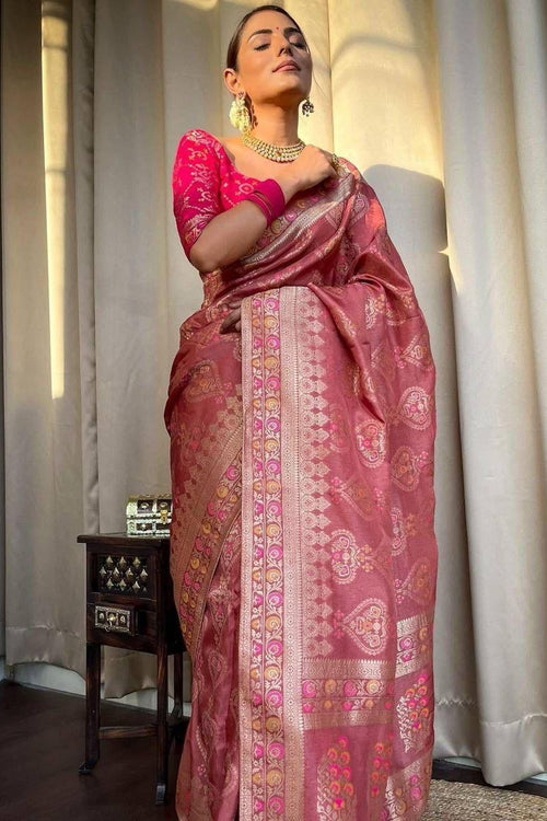 Load image into Gallery viewer, Attractive Peach Soft Silk Saree With Jazzy Blouse Piece
