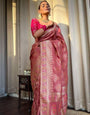 Attractive Peach Soft Silk Saree With Jazzy Blouse Piece