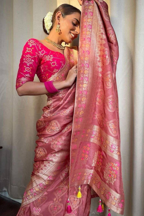 Load image into Gallery viewer, Attractive Peach Soft Silk Saree With Jazzy Blouse Piece
