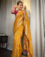 Desirable Yellow Soft Silk Saree With Classic Blouse Piece