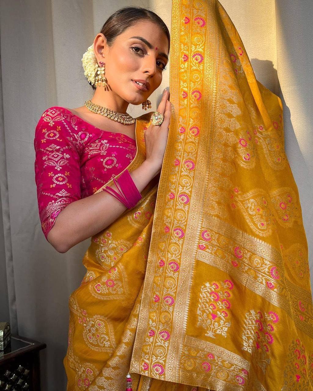 Desirable Yellow Soft Silk Saree With Classic Blouse Piece