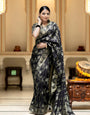 Blissful Black Soft Silk Saree With Angelic Blouse Piece