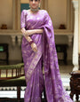 Propinquity Lavender Soft Silk Saree With Felicitous Blouse Piece