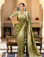 Nemesis Mehndi Soft Silk Saree With Serendipity Blouse Piece