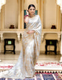 Snappy Off White Soft Silk Saree With Transcendent Blouse Piece