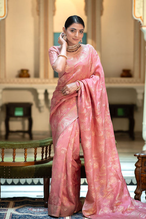 Load image into Gallery viewer, Redolent Peach Soft Silk Saree With Lagniappe Blouse Piece
