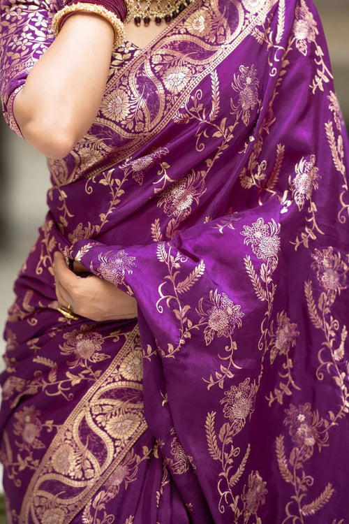 Load image into Gallery viewer, Splendiferous Purple Soft Silk Saree With Petrichor Blouse Piece
