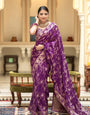 Splendiferous Purple Soft Silk Saree With Petrichor Blouse Piece