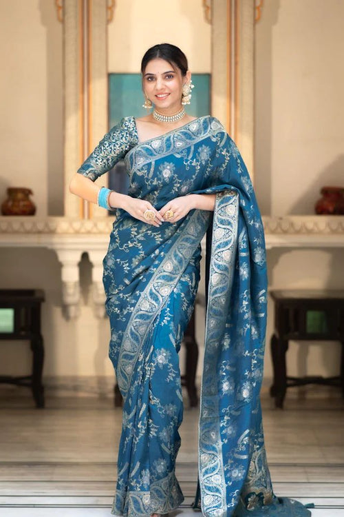 Load image into Gallery viewer, Epiphany Rama Soft Silk Saree With Embrocation Blouse Piece
