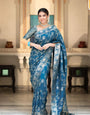 Epiphany Rama Soft Silk Saree With Embrocation Blouse Piece