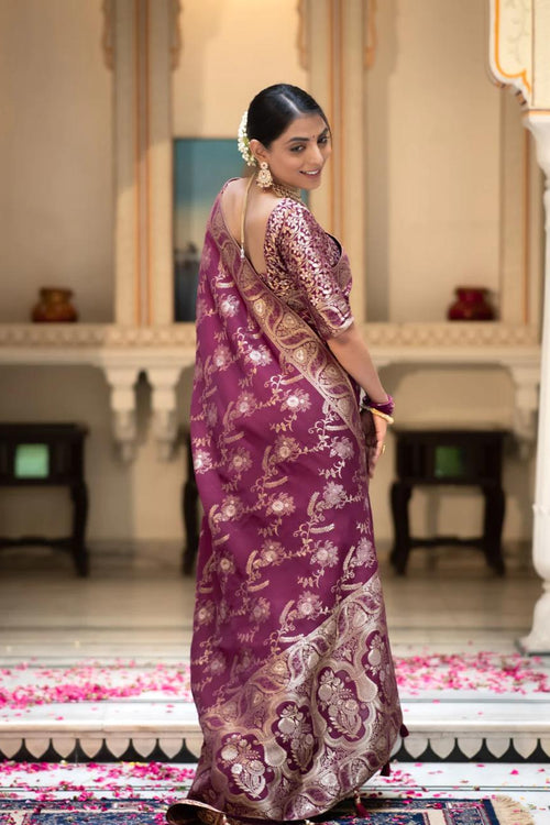 Load image into Gallery viewer, Preferable Wine Soft Silk Saree With Ethnic Blouse Piece
