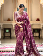 Preferable Wine Soft Silk Saree With Ethnic Blouse Piece