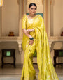 Traditional Yellow Soft Silk Saree With Twirling Blouse Piece