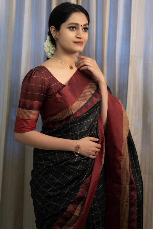 Load image into Gallery viewer, Marvellous Black Soft Silk Saree With Amazing Blouse Piece
