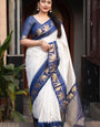 Flattering Off White Soft Silk Saree With Girlish Blouse Piece