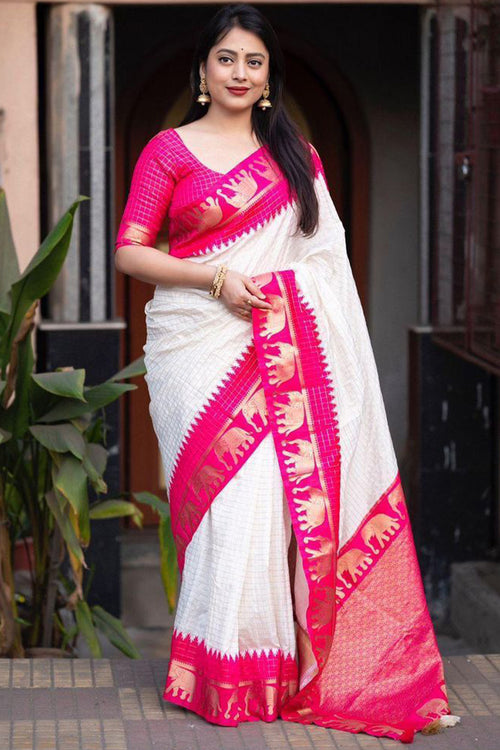 Load image into Gallery viewer, Designer Off White Soft Silk Saree With Prominent Blouse Piece
