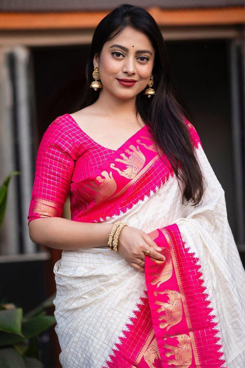 Load image into Gallery viewer, Designer Off White Soft Silk Saree With Prominent Blouse Piece
