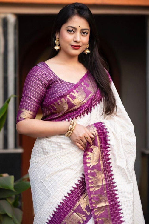 Load image into Gallery viewer, Fancifull Off White Soft Silk Saree With Ideal Blouse Piece
