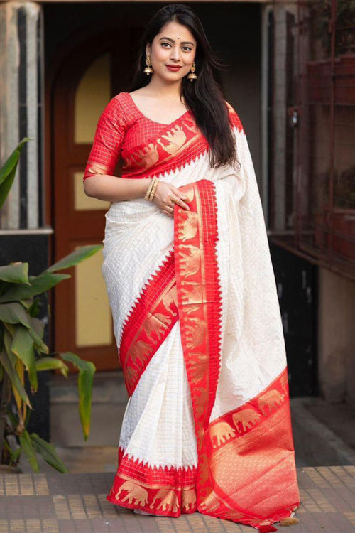 Load image into Gallery viewer, Mesmeric Off White Soft Silk Saree With Enticing Blouse Piece
