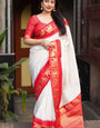 Mesmeric Off White Soft Silk Saree With Enticing Blouse Piece