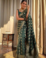 Adorning Dark Green Soft Silk Saree With Energetic Blouse Piece